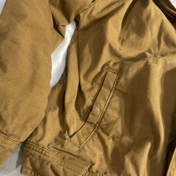 American Eagle Men’s Workwear Khaki Hooded Jacket Fleece Lines Size Large - Picture 4 of 7